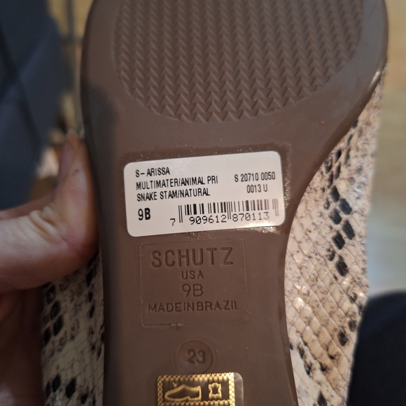 Schutz Women's Snakeskin Ballet Flats - Black and Cream - Picture 6 of 7